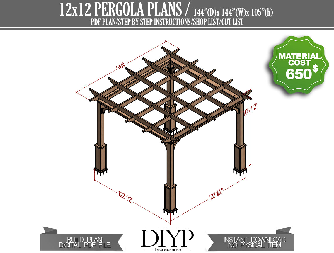 DIY Pergola Plans: Build a Classic 12x12 Open-Top Pergola (with Construction Animation!)