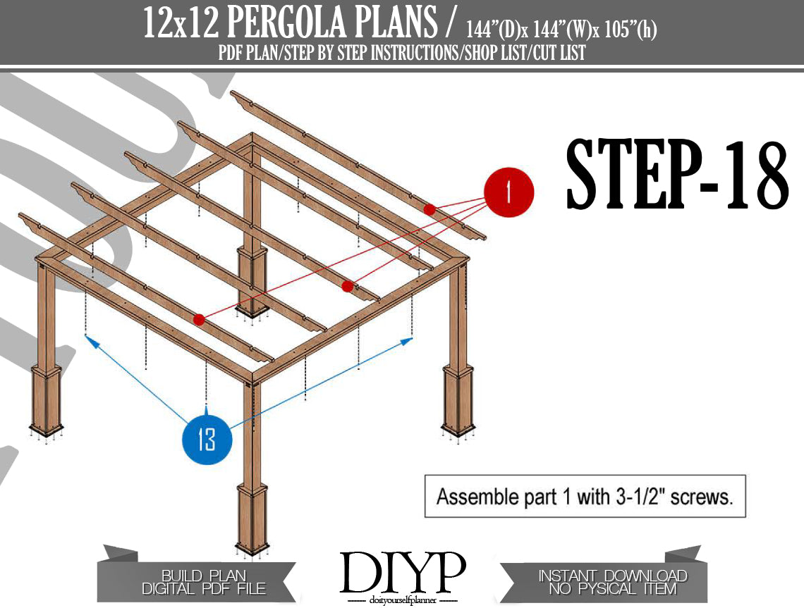 DIY Pergola Plans: Build a Classic 12x12 Open-Top Pergola (with Construction Animation!)