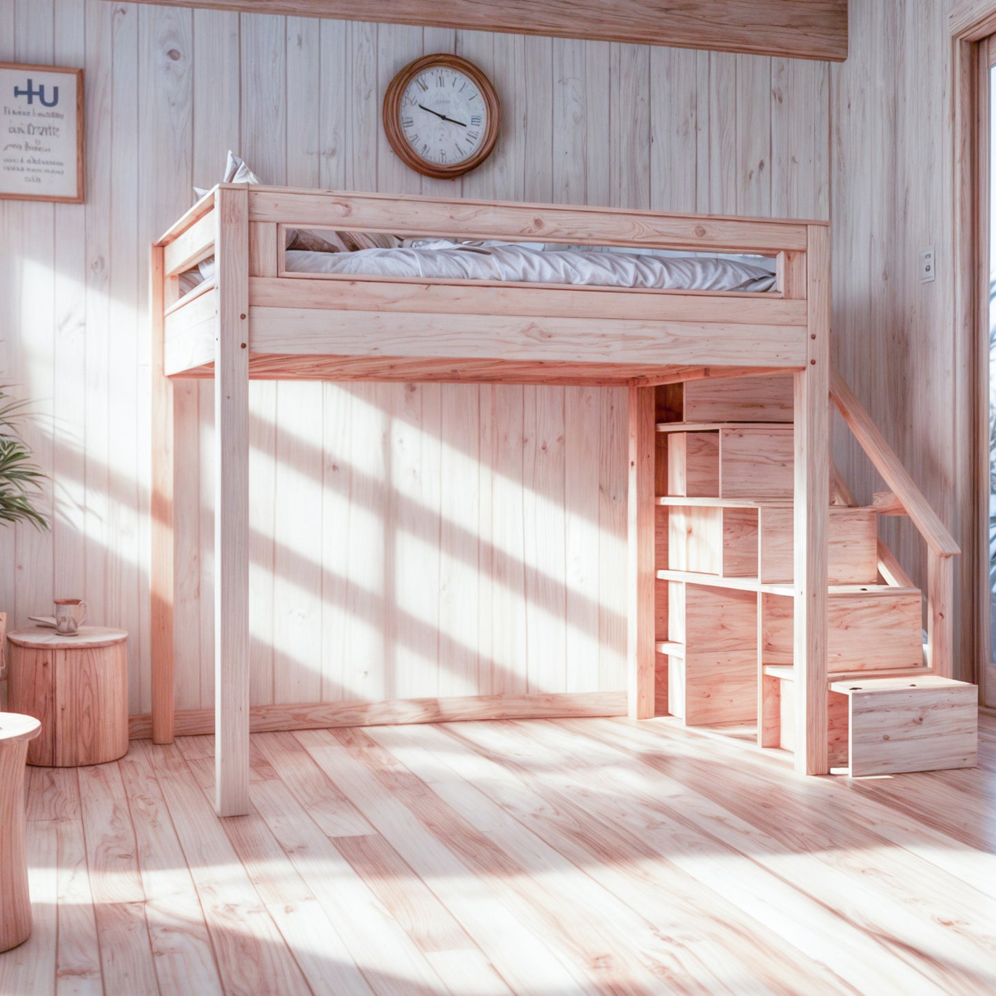 DIY Full-Size Loft Bed with Storage Stairs & Lounge Area | Space-Saving Modular Bed | Beginner-Friendly Woodworking Plan | Digital PDF