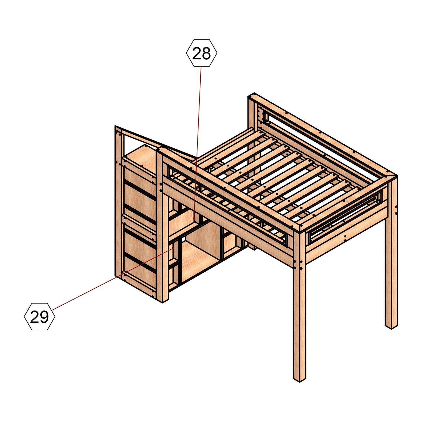 DIY Full-Size Loft Bed with Storage Stairs & Lounge Area | Space-Saving Modular Bed | Beginner-Friendly Woodworking Plan | Digital PDF