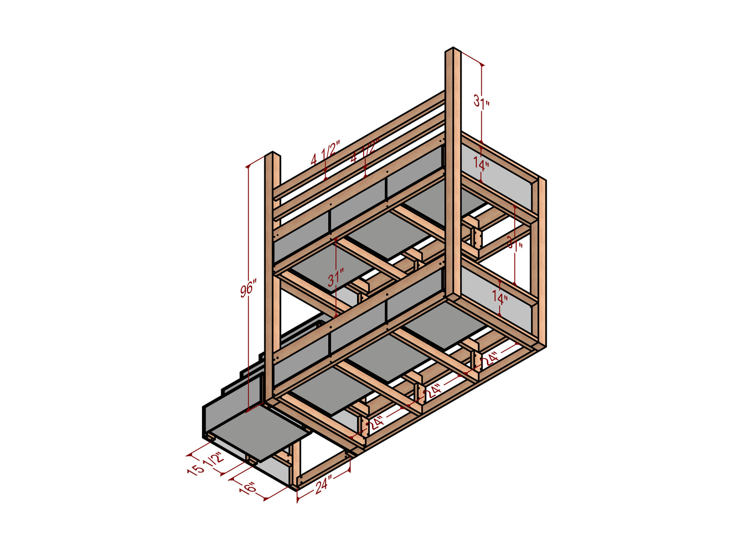 Craft Your 2-Storey Twin Size Bunk Bed with DIY Woodworking Plan