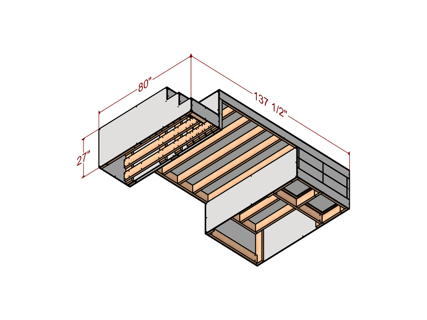 DIY Queen Bunk, Storage: Wood Plan & Animation
