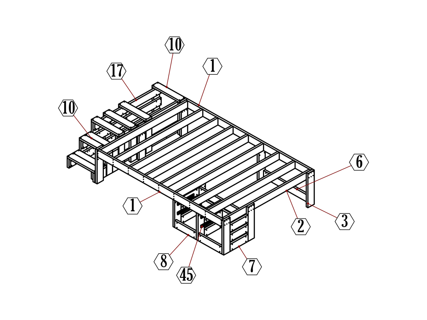 DIY Queen Bunk, Storage: Wood Plan & Animation