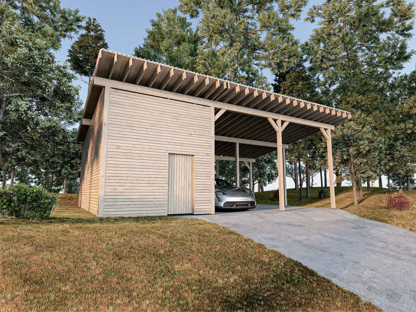 DIY 2-Car Carport with 12x20 Storage Area - Detailed Plans, Cut List, and Animation