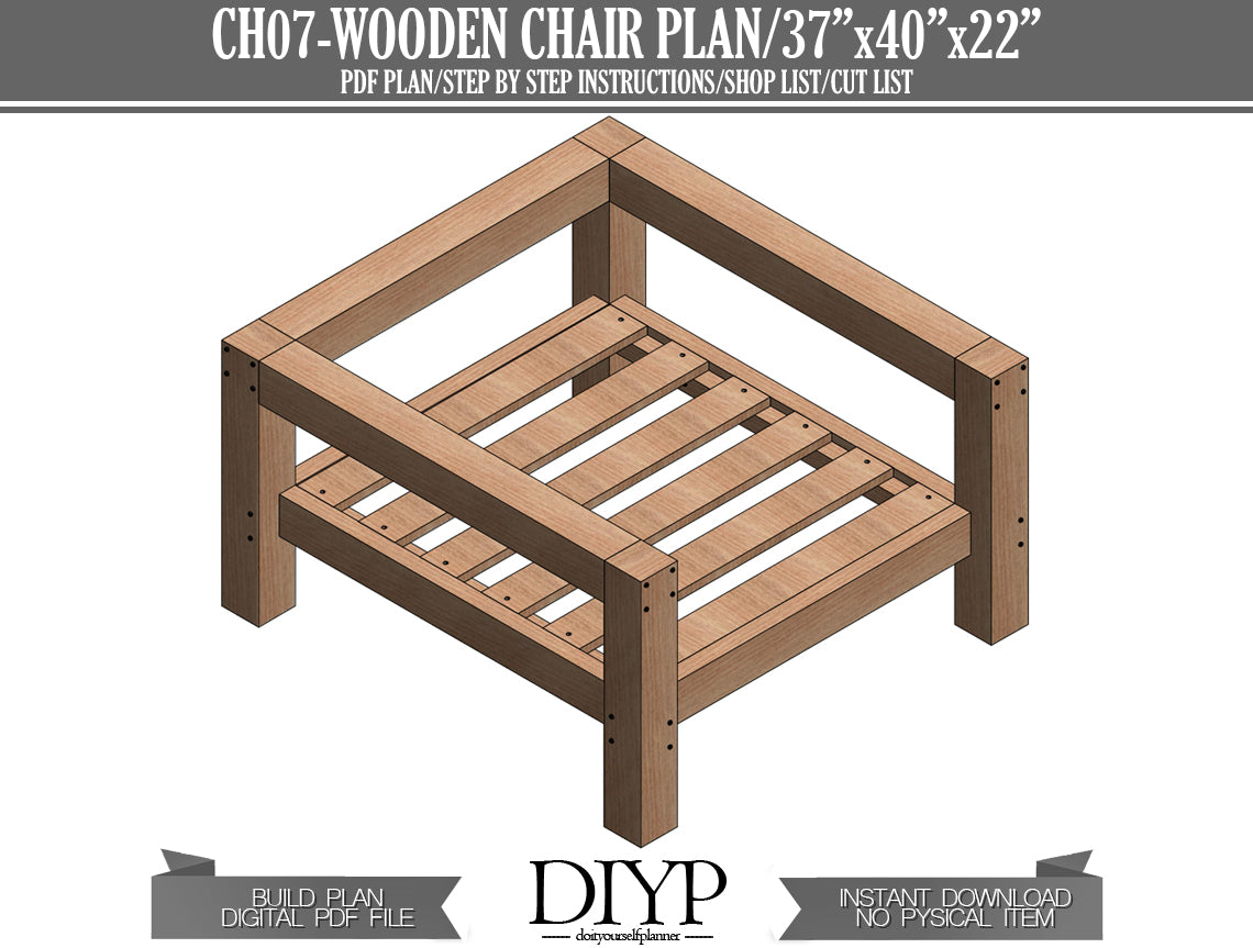 Wooden Chair plan, PDF chair plans, Woodworking plans for chair, blueprint for chair, Diy chair plan