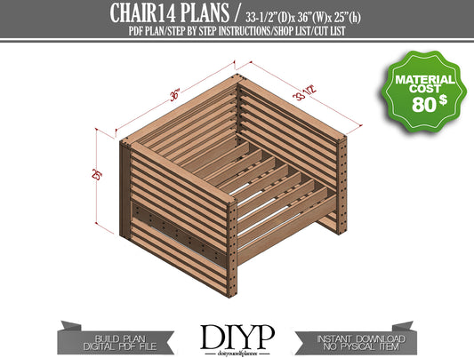 DIY Patio chair PDF Plan , Outdoor chair plans  , Build your own chair , build plans for chair