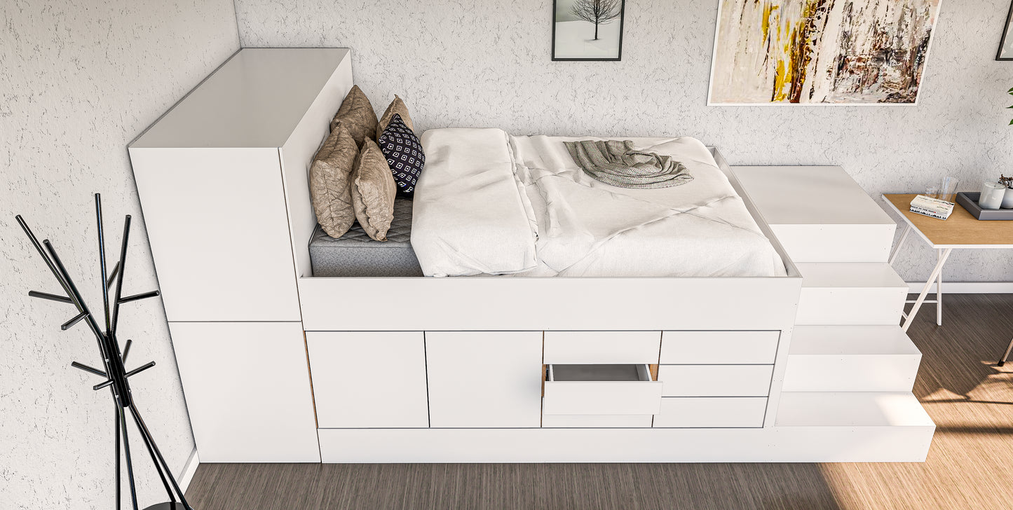Wooden Bed with Drawers: DIY Woodworking Plans & Animation