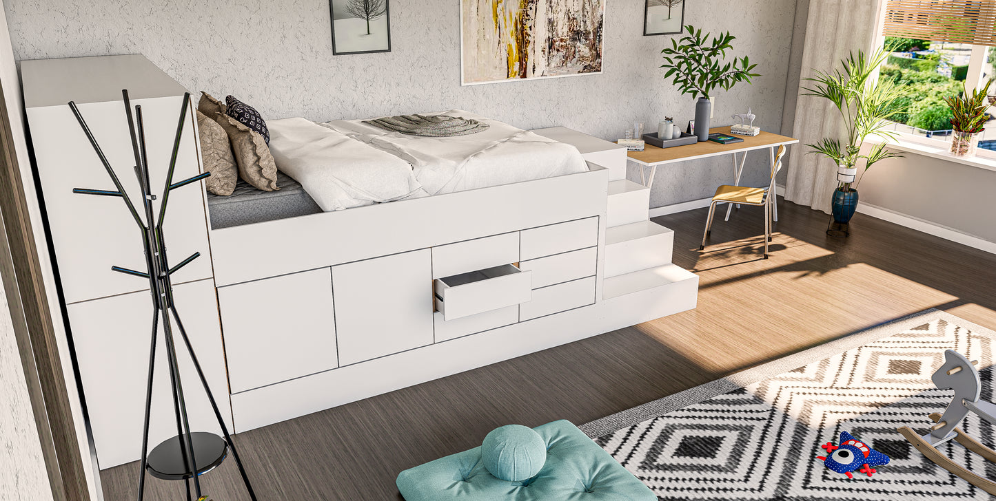 Wooden Bed with Drawers: DIY Woodworking Plans & Animation