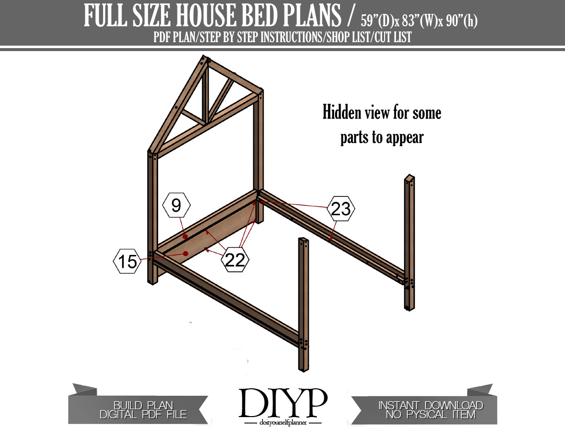 Full Size House Bed Plan