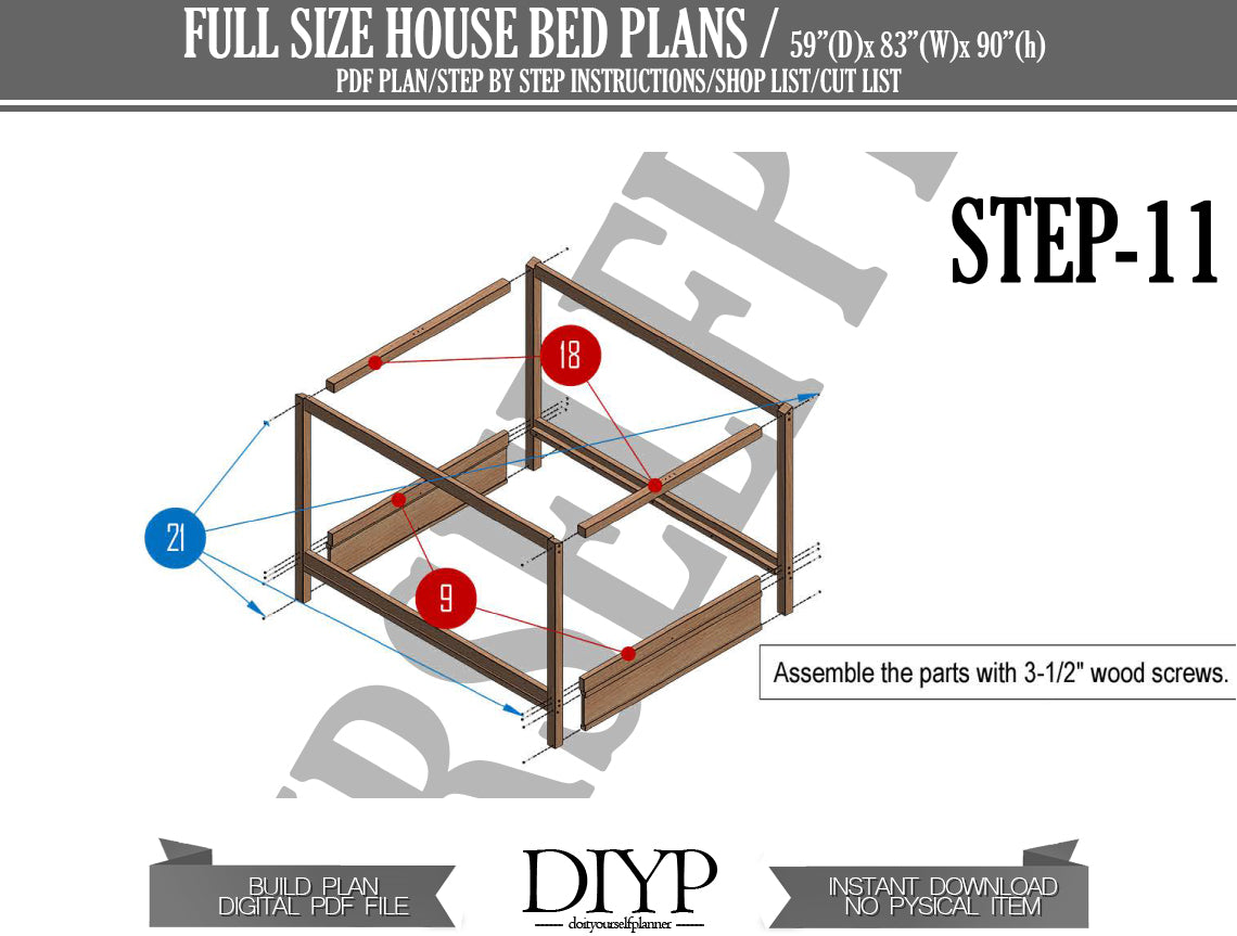 Full Size House Bed Plan