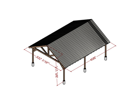 Wooden Gable Carport Plan 24x32 ft - DIY Project with Animation