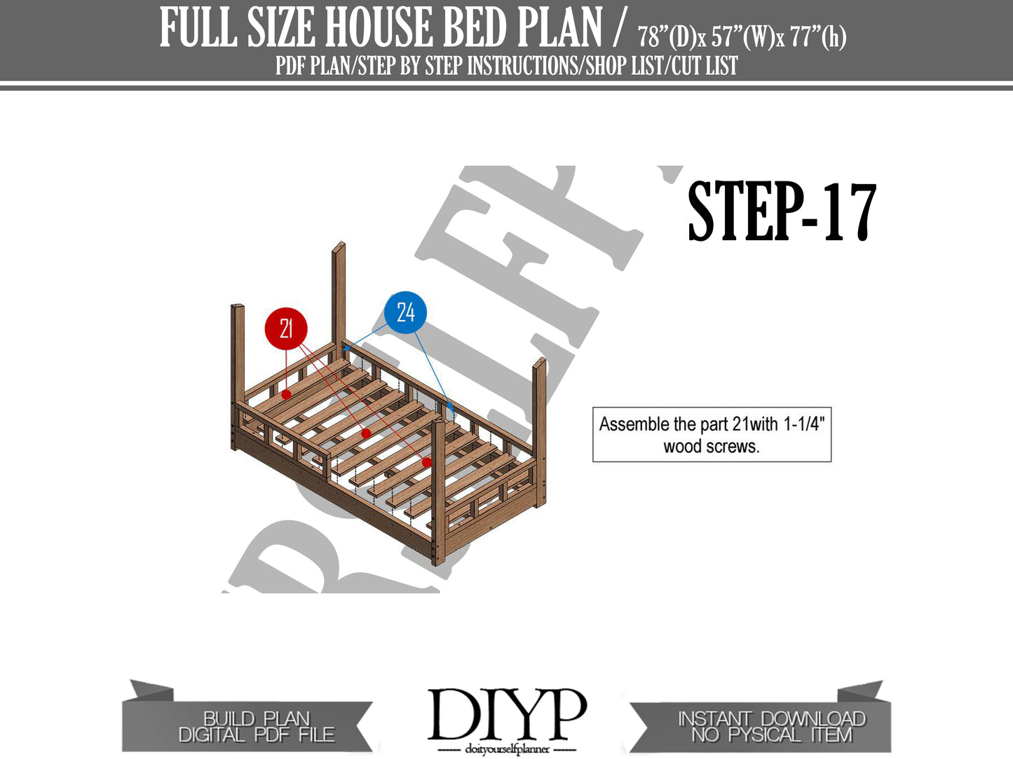 Full Size House Bed with Wood Chimney Plans