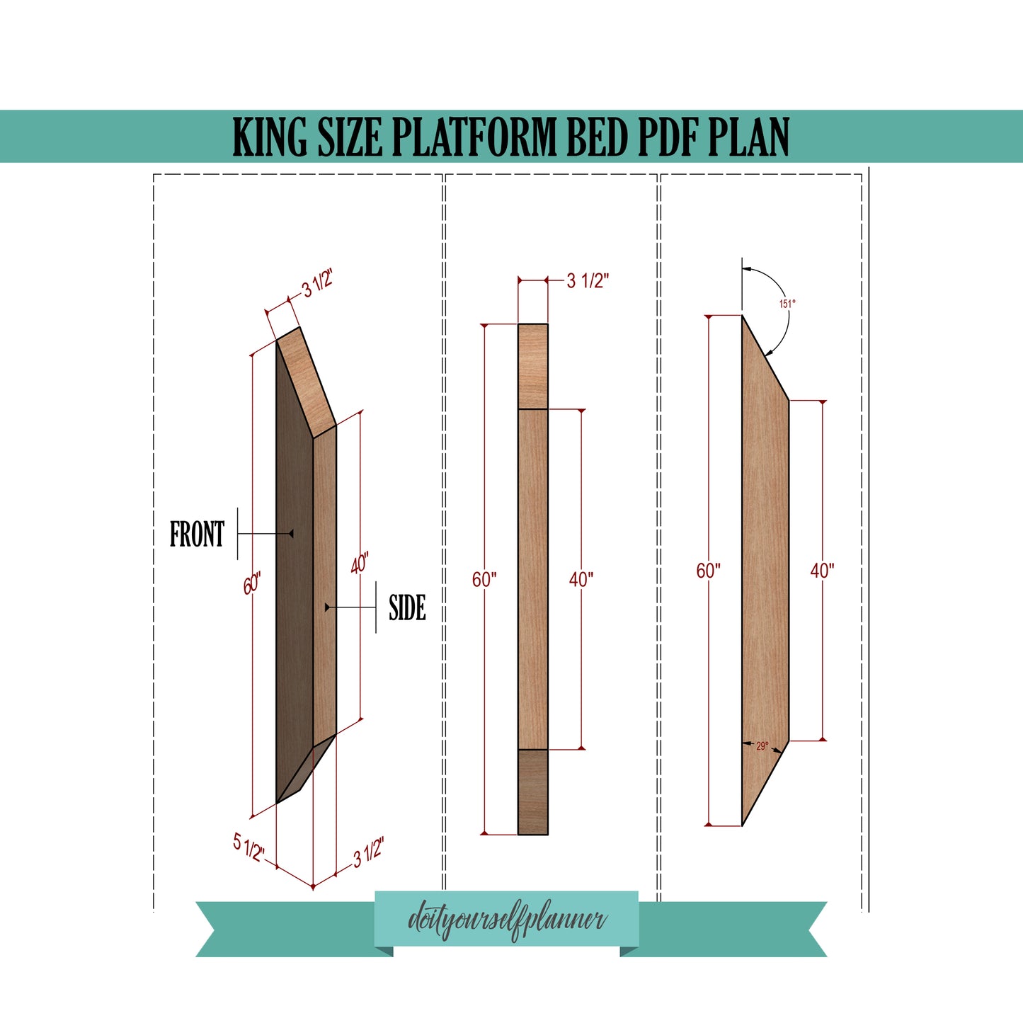 DIY King Size Floating Bed Plans with Construction Animation, Shopping List & Cutting List