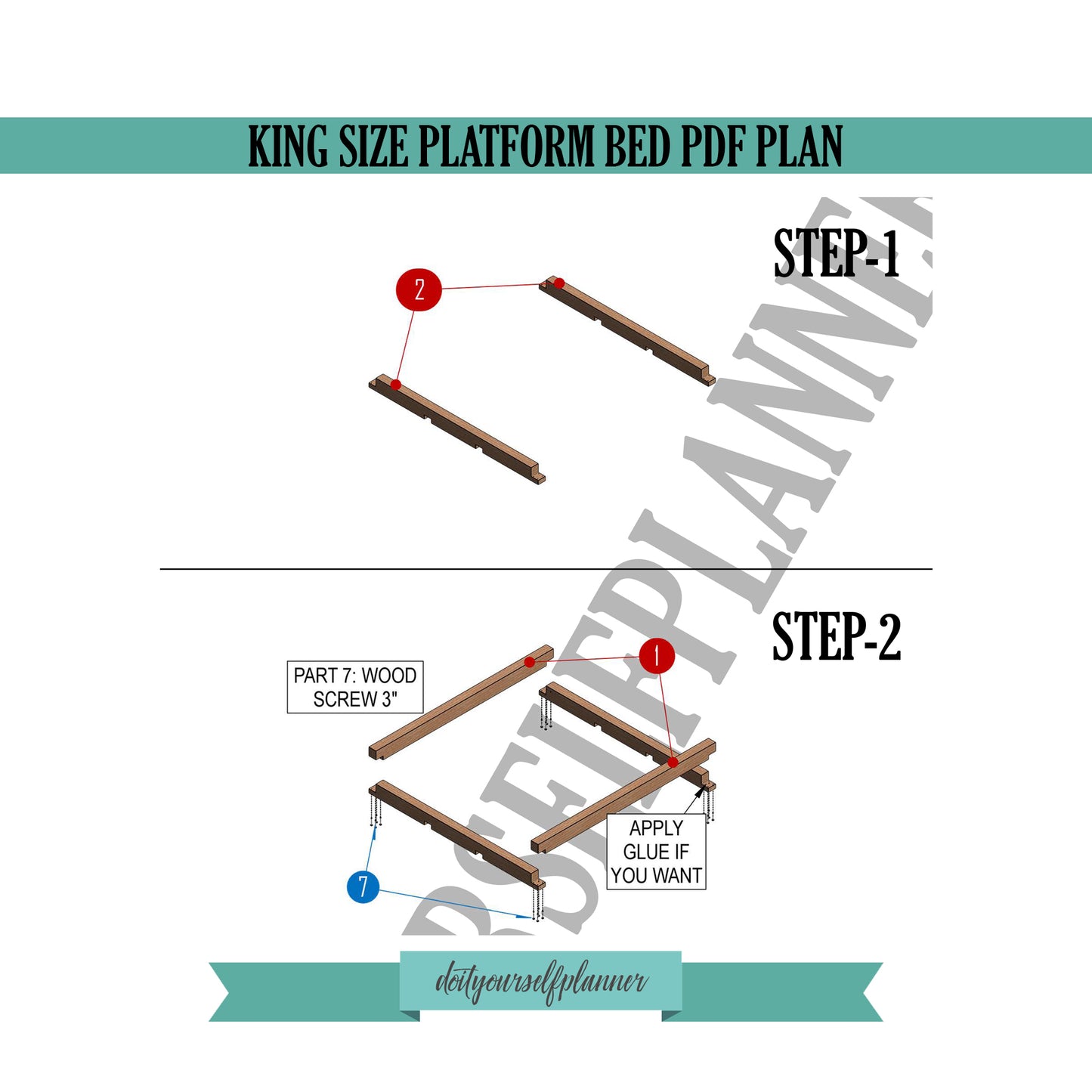 DIY King Size Floating Bed Plans with Construction Animation, Shopping List & Cutting List