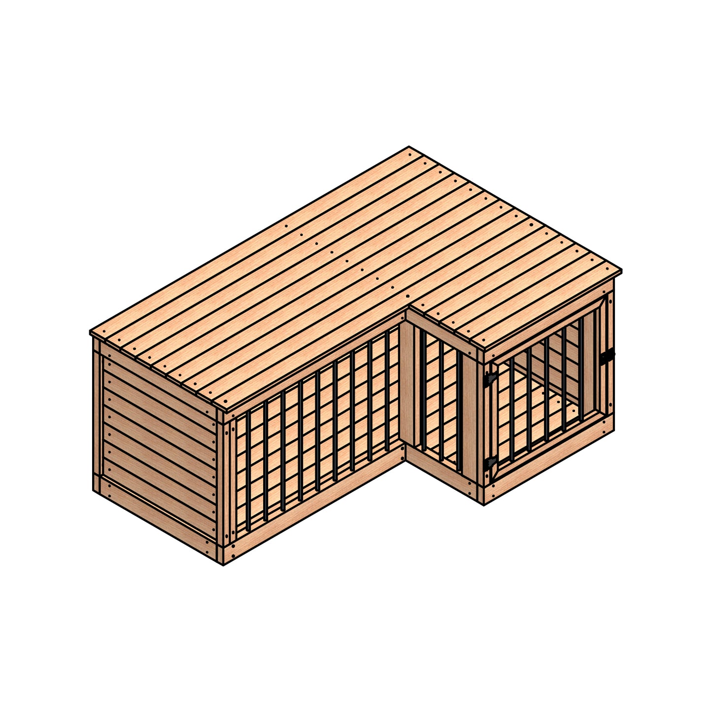 DIY L Shaped Dog Kennel Plan, Wooden Dog Crate Plans, Large Dog House Plan, Indoor Dog Kennel DIY, Modern Dog Crate Furniture
