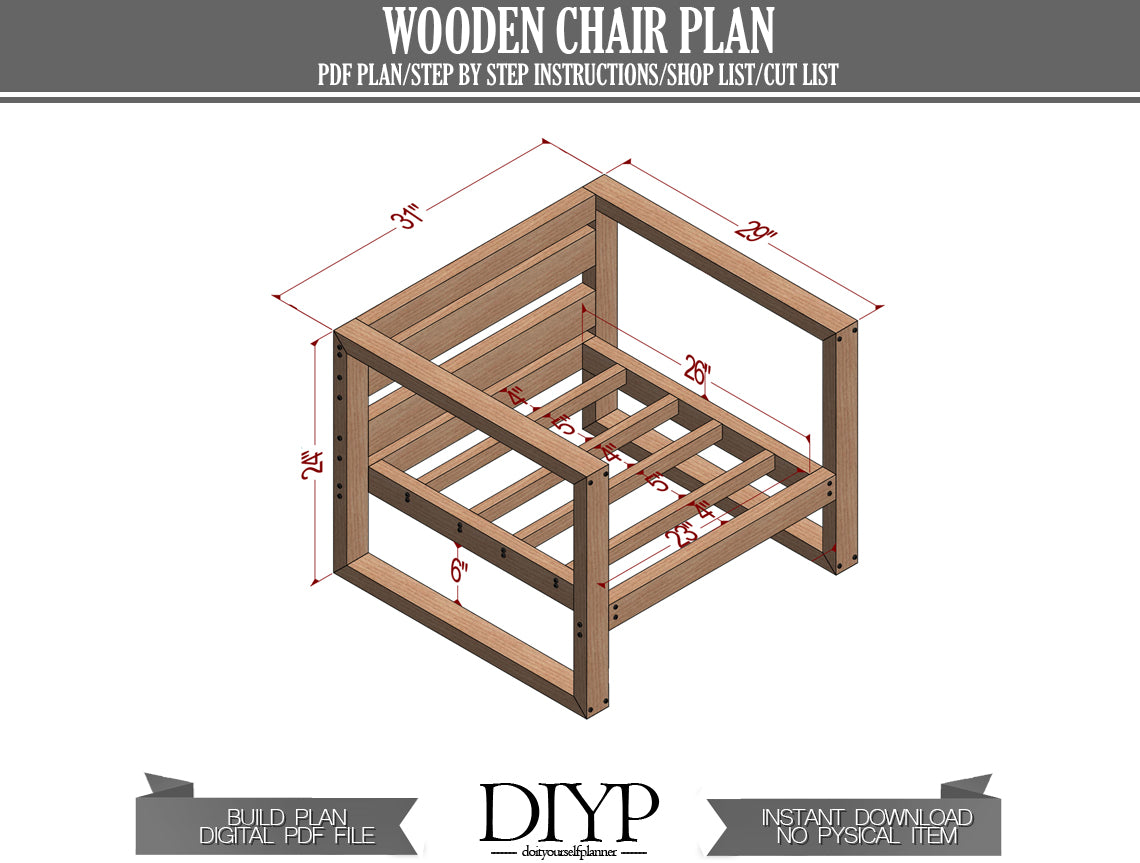 Wooden Chair plan, PDF chair plans, Woodworking plans for chair