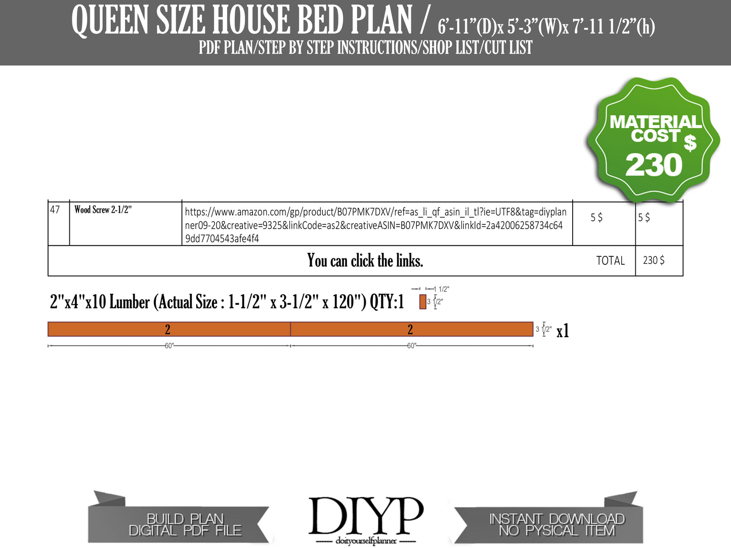 Build a Magical Queen Size Montessori House Bed Frame for Kids | DIY Plan with Parts List, Shopping Guide, and Animation