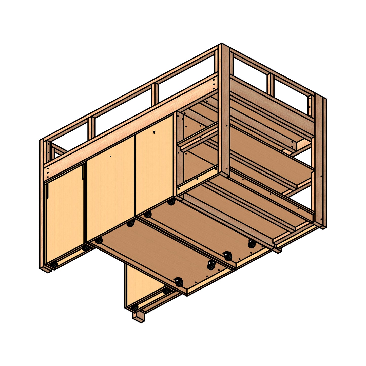 DIY Twin Loft Bed with Pull-Out Desk and Storage – Digital Woodworking Plan