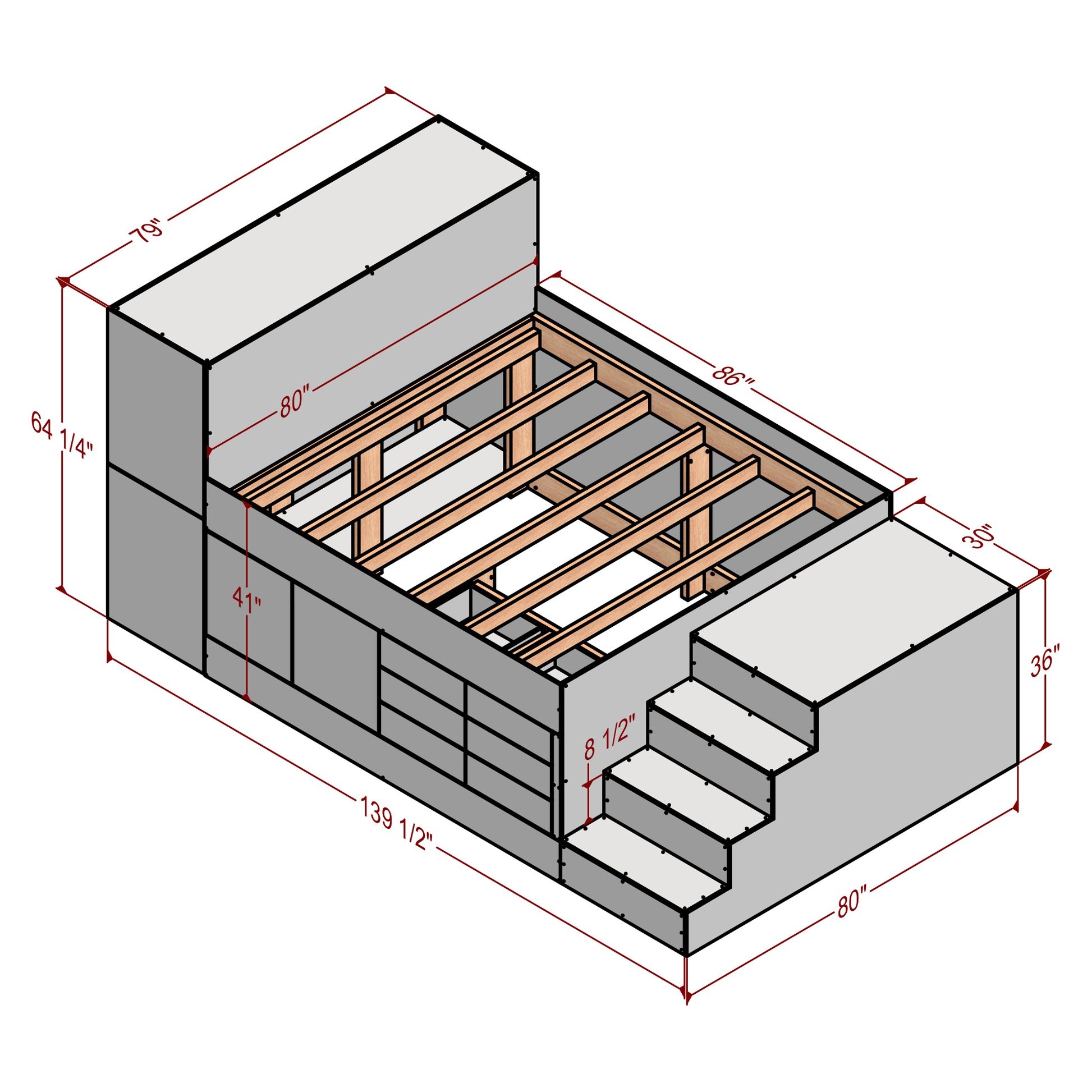 King Bed Plan, Storage Solution, DIY Project PDF, Detailed Plans, Animation Included, Shopping List, Parts Guide, Cut List PDF, Functional Design, Expert Support, Woodworking Plans, Creative Storage, Easy-to-Follow,