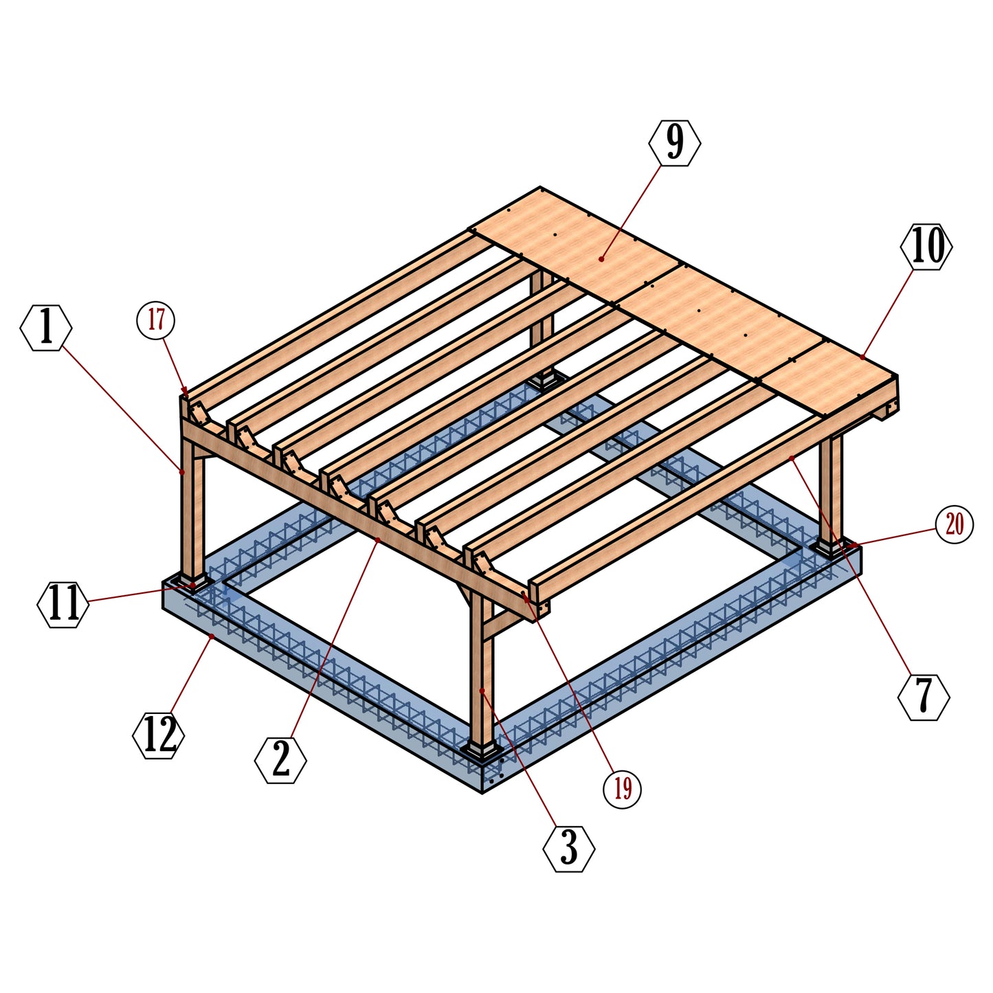 17'x20' Carport Plans DIY Wooden car garage - Download Printable PDF