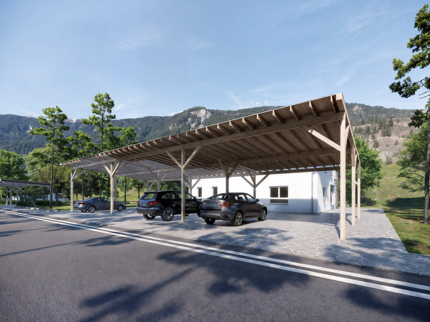 DIY Carport Plans - 32x72ft Single-Pitched Roof - Construction Blueprints, Material List, Cut List, and 3D Animation