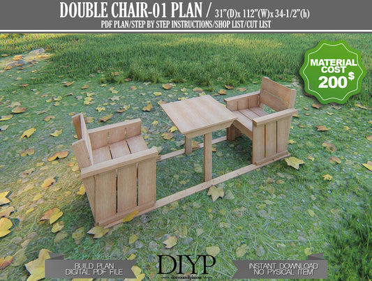Two adirondack chair build plans, Two chair with table digital plans, diy plans for chiar