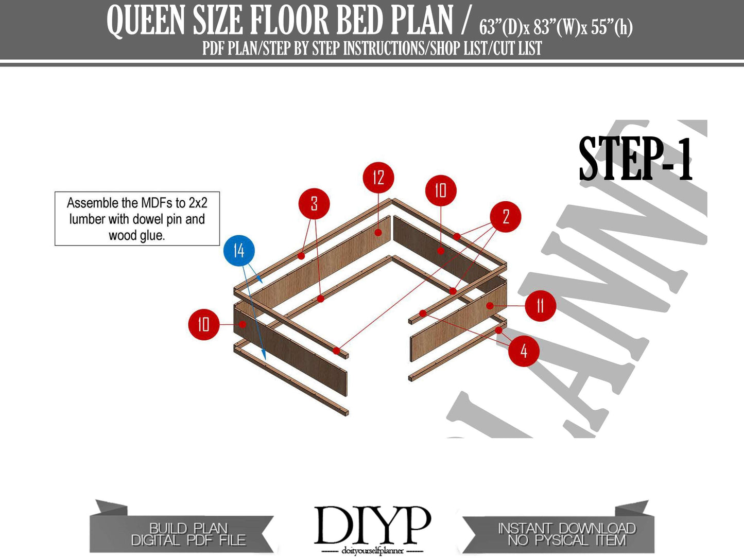 Create Your Dream Queen Size Floor Bed with Our Comprehensive DIY Frame Plan | Step-by-Step Build Animation Included!