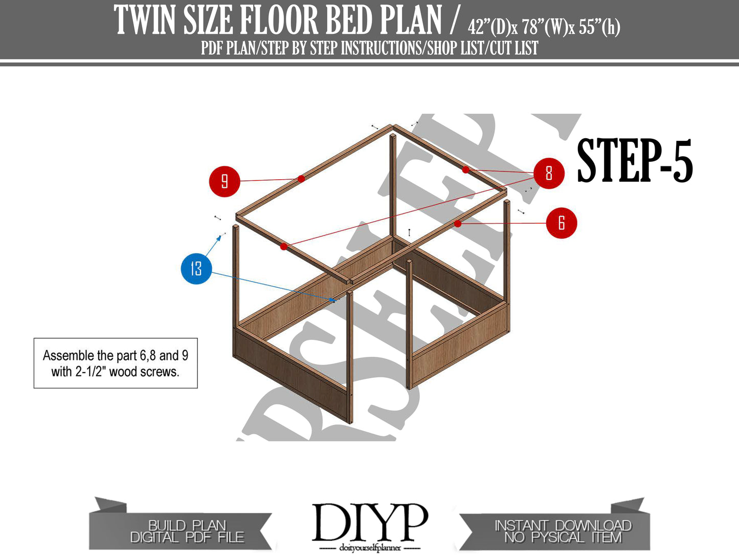 Twin size Montessori Kids' Bed Woodworking Plans