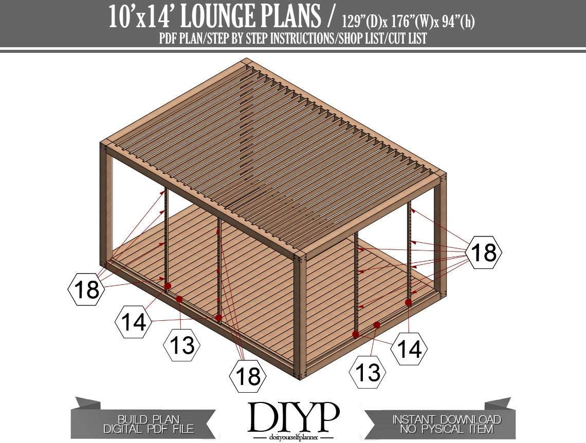 Pergola plan, diy veranda plan, easy patio plan,modern lounge plan, Shed plans for backyard ideas