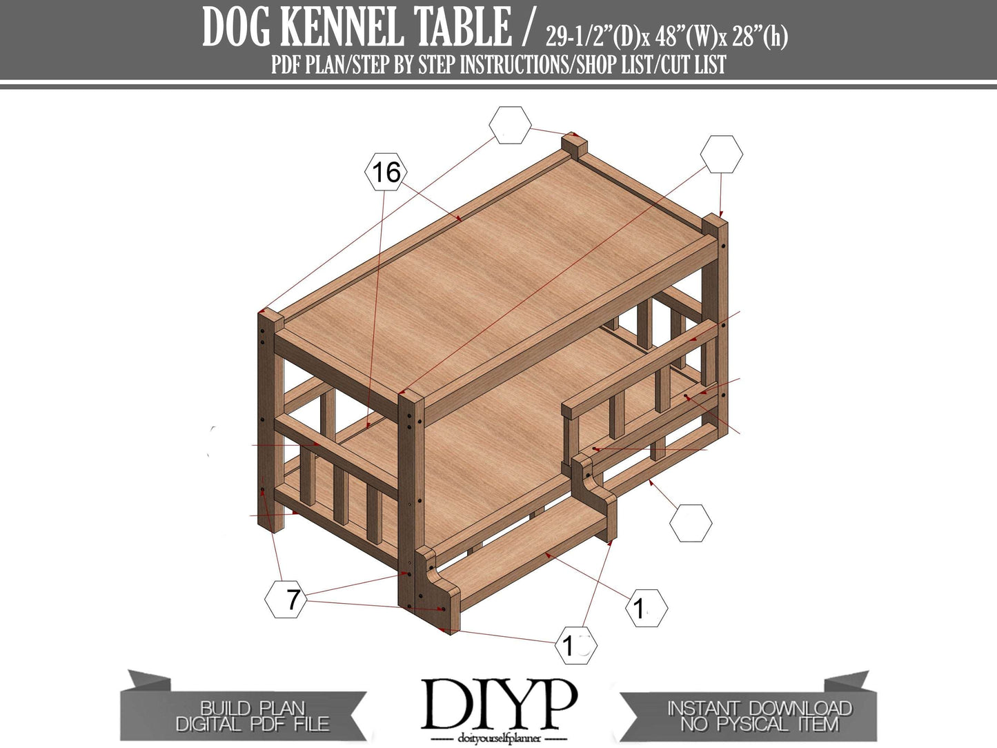 Wooden Elevated Dog Bed Plan, Bedside/Sofa Side End Table with Dog Lounge Sofa, Perfect for Dogs Cats, Spacious Storage