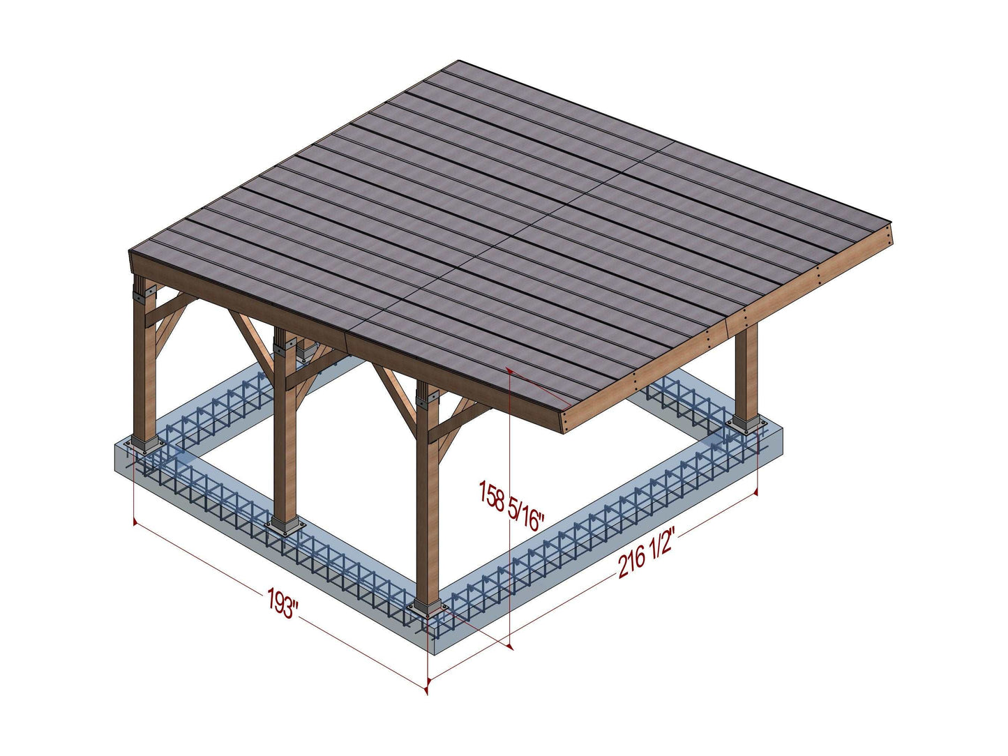 18x24 single slope Carport Plans Diy - Car Garage for Two Car - Wooden Car Port