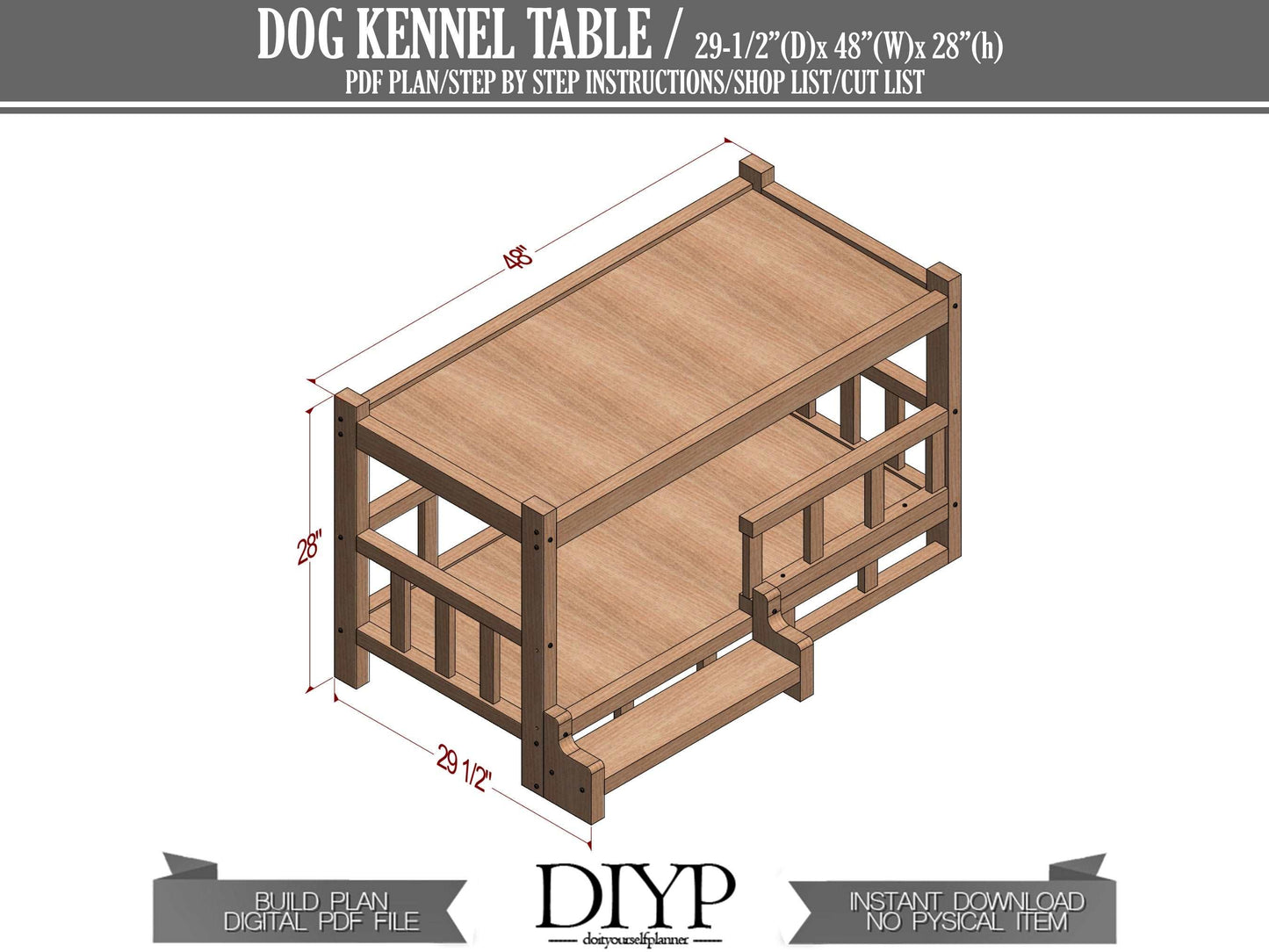 Wooden Elevated Dog Bed Plan, Bedside/Sofa Side End Table with Dog Lounge Sofa, Perfect for Dogs Cats, Spacious Storage