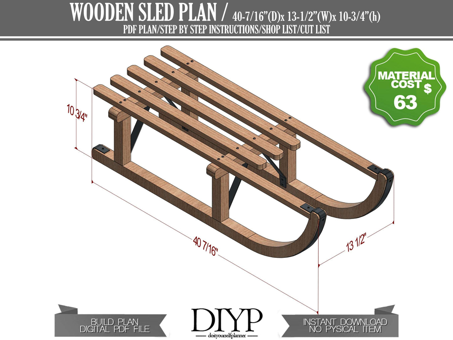 Build plans for DIY wooden sled plan, easy woodworking plans for sleigh