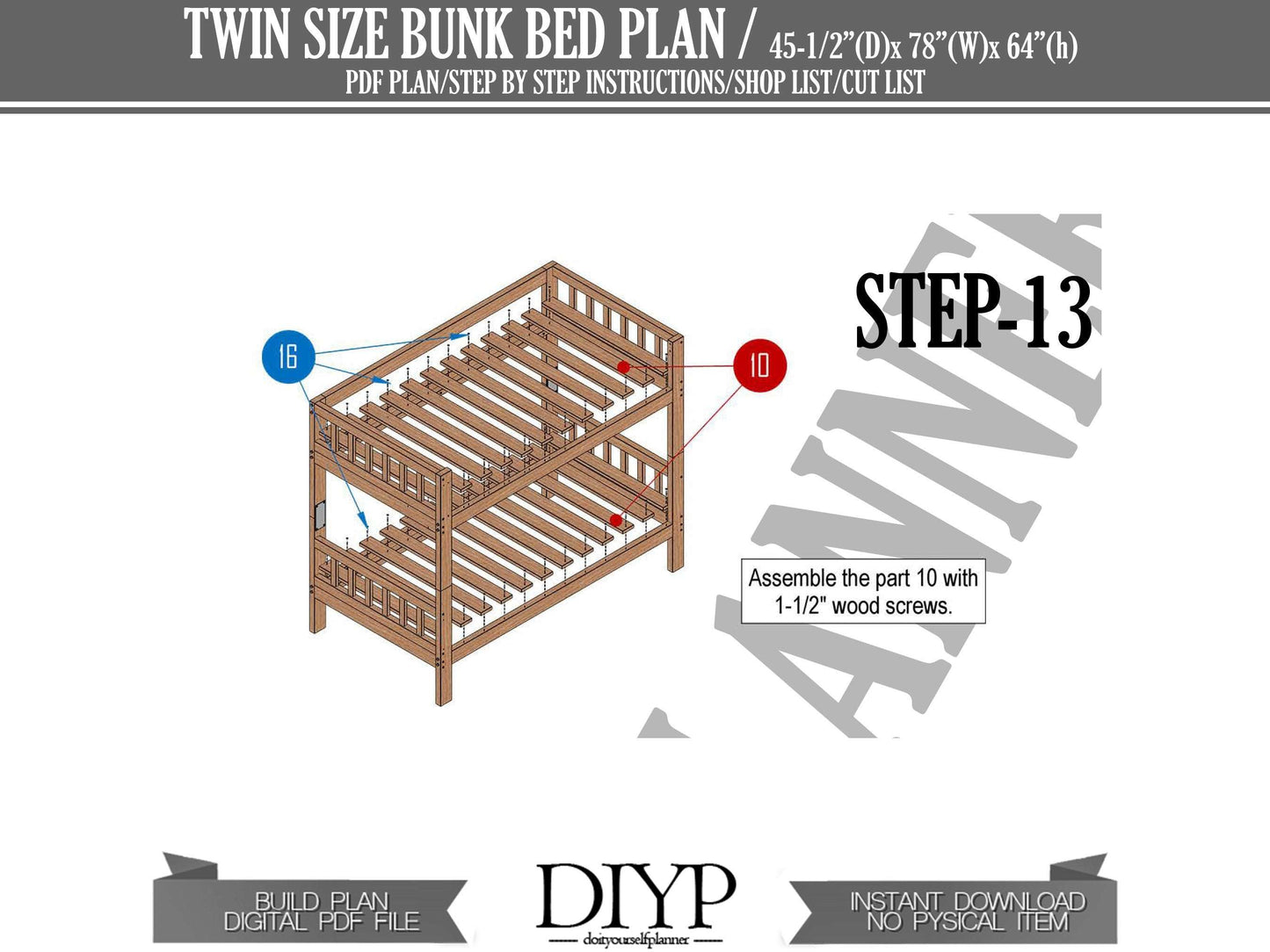 Easy and cheap bunk ben plans , build plans for wooden twin size bunk bed