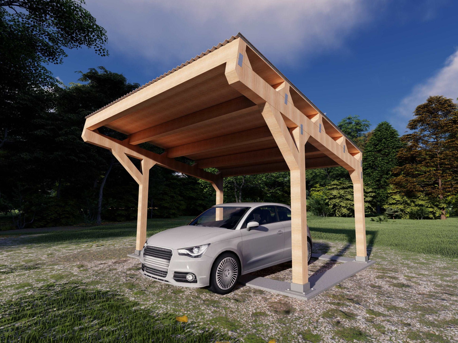 16'x16' Carport Plans - DIY Wooden car garage - Download Printable PDF