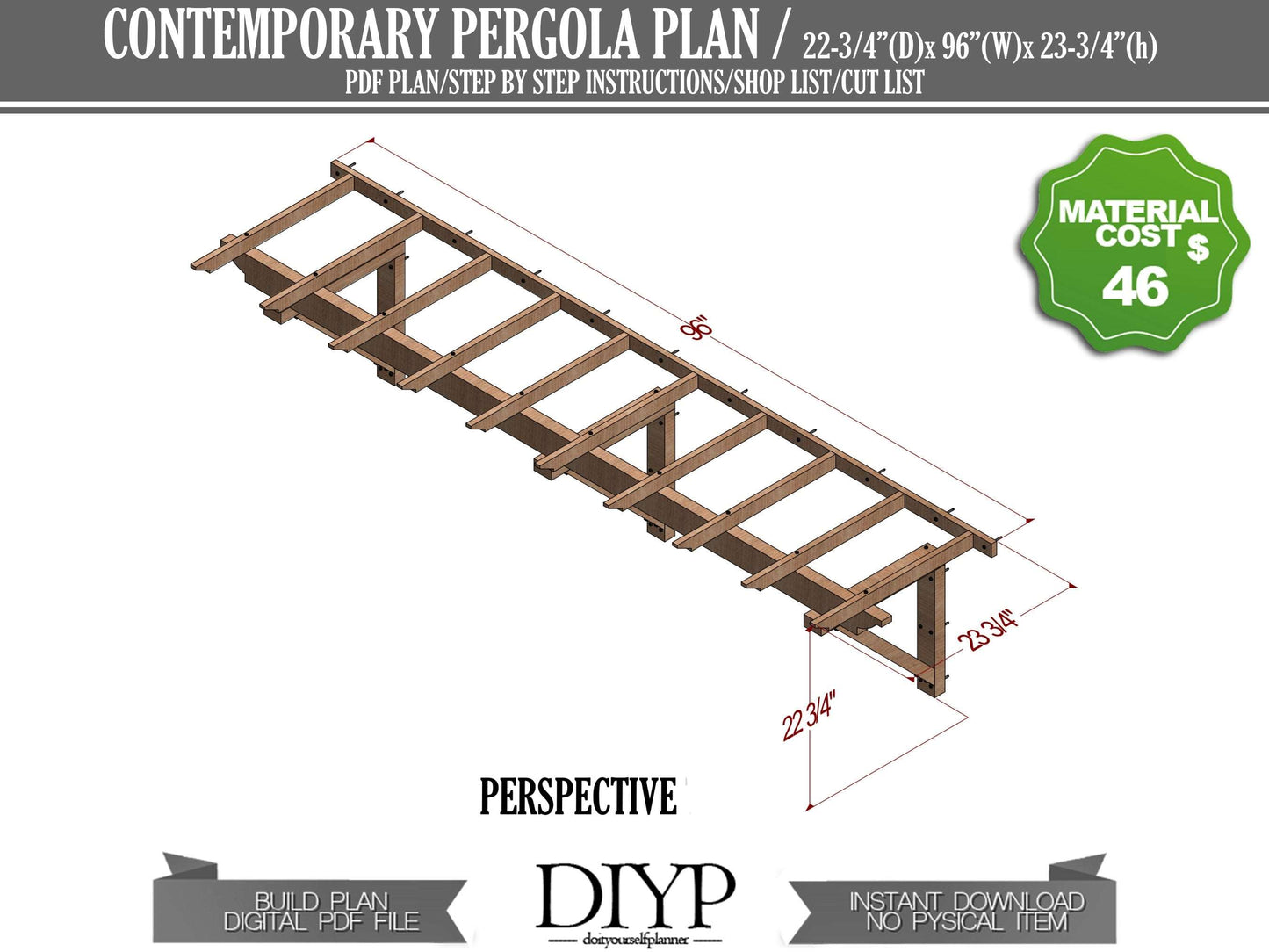 8ft Wall Attached Pergola Plans - Lattice Door cover - lattice Window Cover - window arbor - door arbor - over door pergola