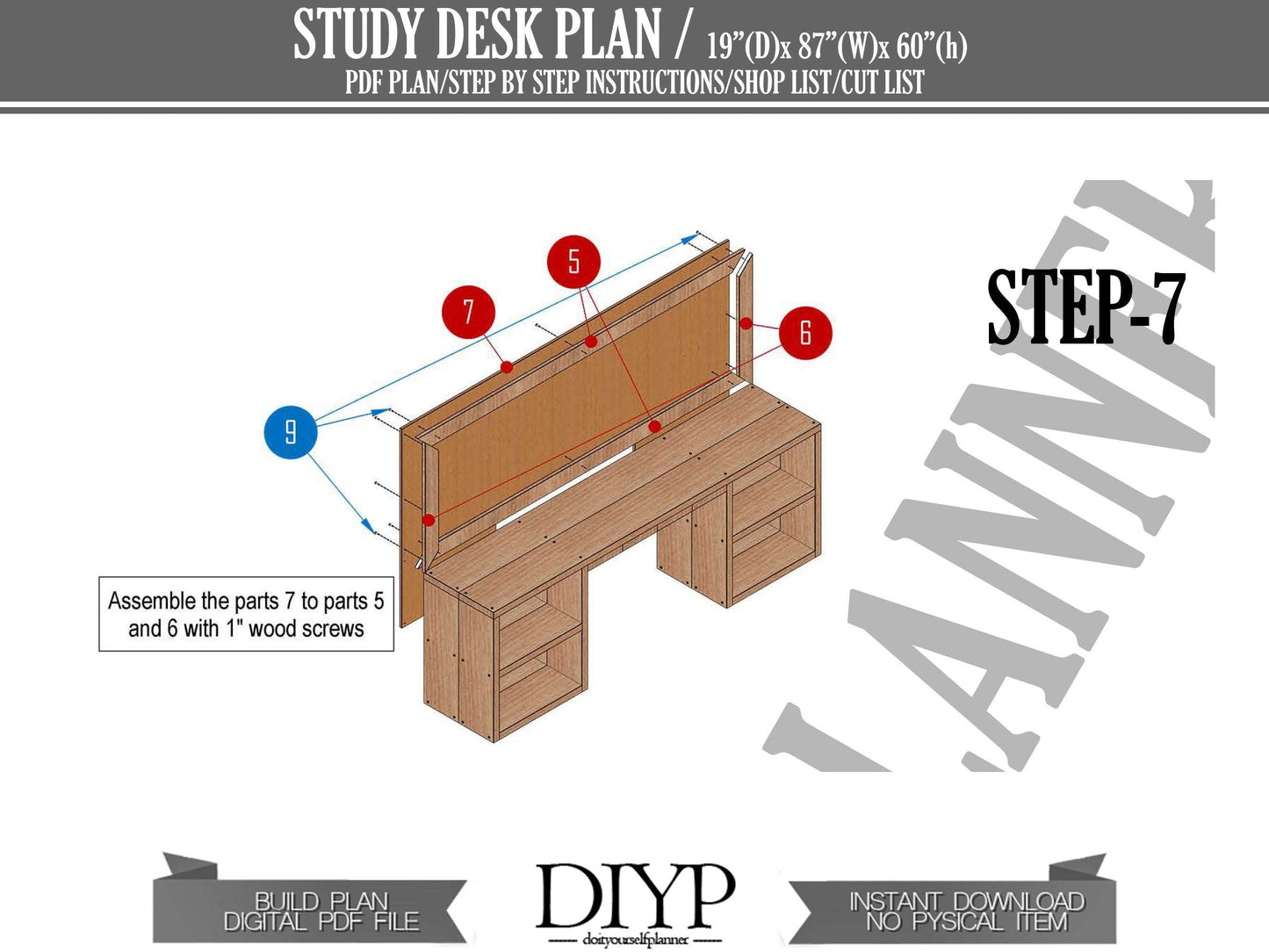 Diy build PDF plan for wooden study table - Build your own affordable Study Desk