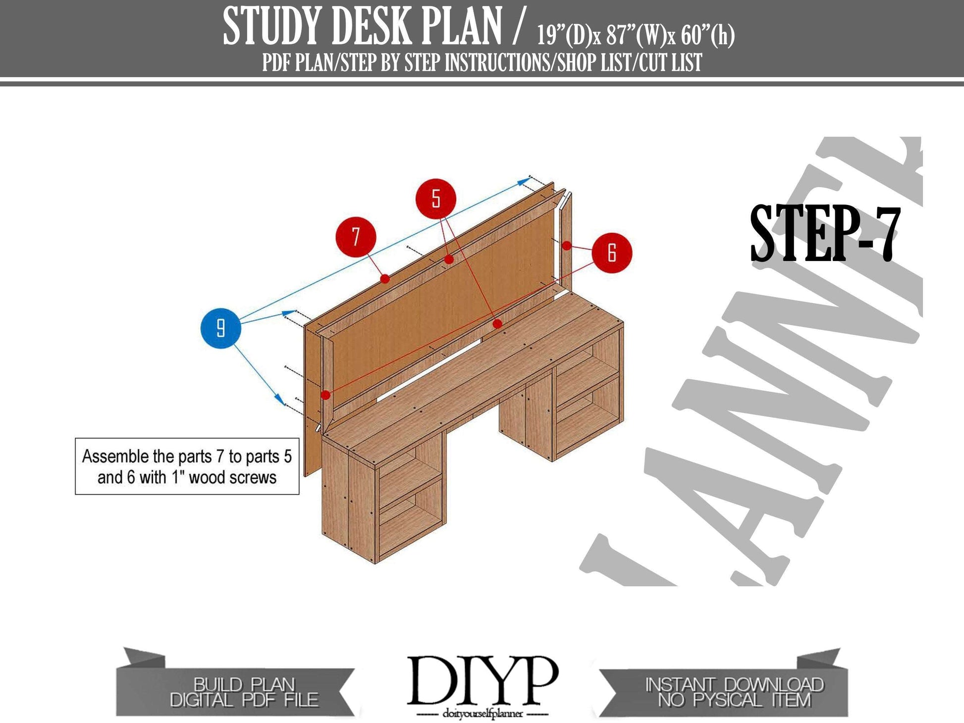 Diy build PDF plan for wooden study table - Build your own affordable Study Desk