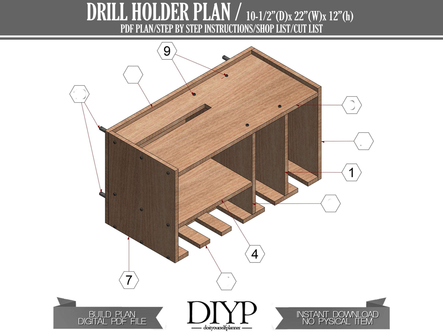 Drill Charging Station and Circular Saw Holder build plan - PDF woodworking plans
