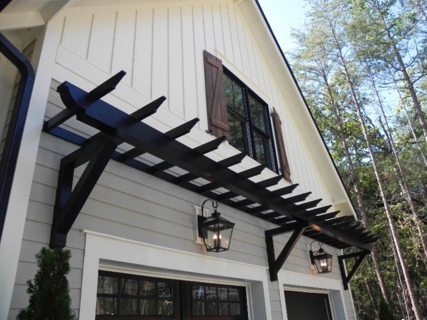 18 ft Garage Trellis - two Door garage arbor -DIY trellis plans - Window trellis - cottage door pergola plans