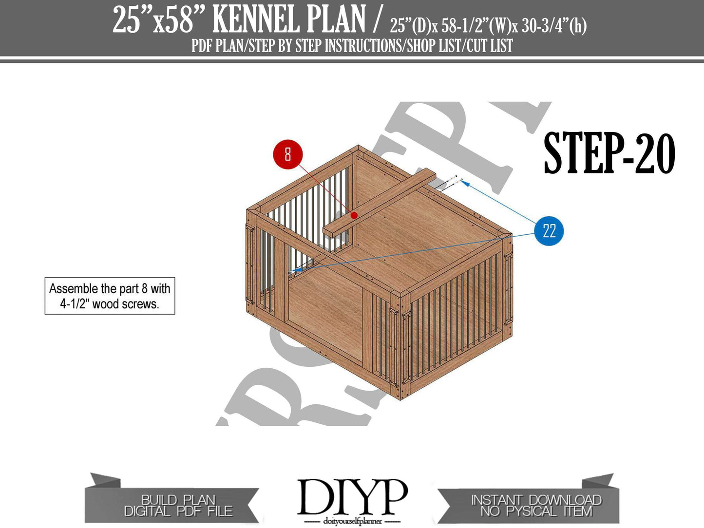 Diy dog crate plans - Dog cage build plan - Wooden Dog House - Dog kennel plans- 25x58