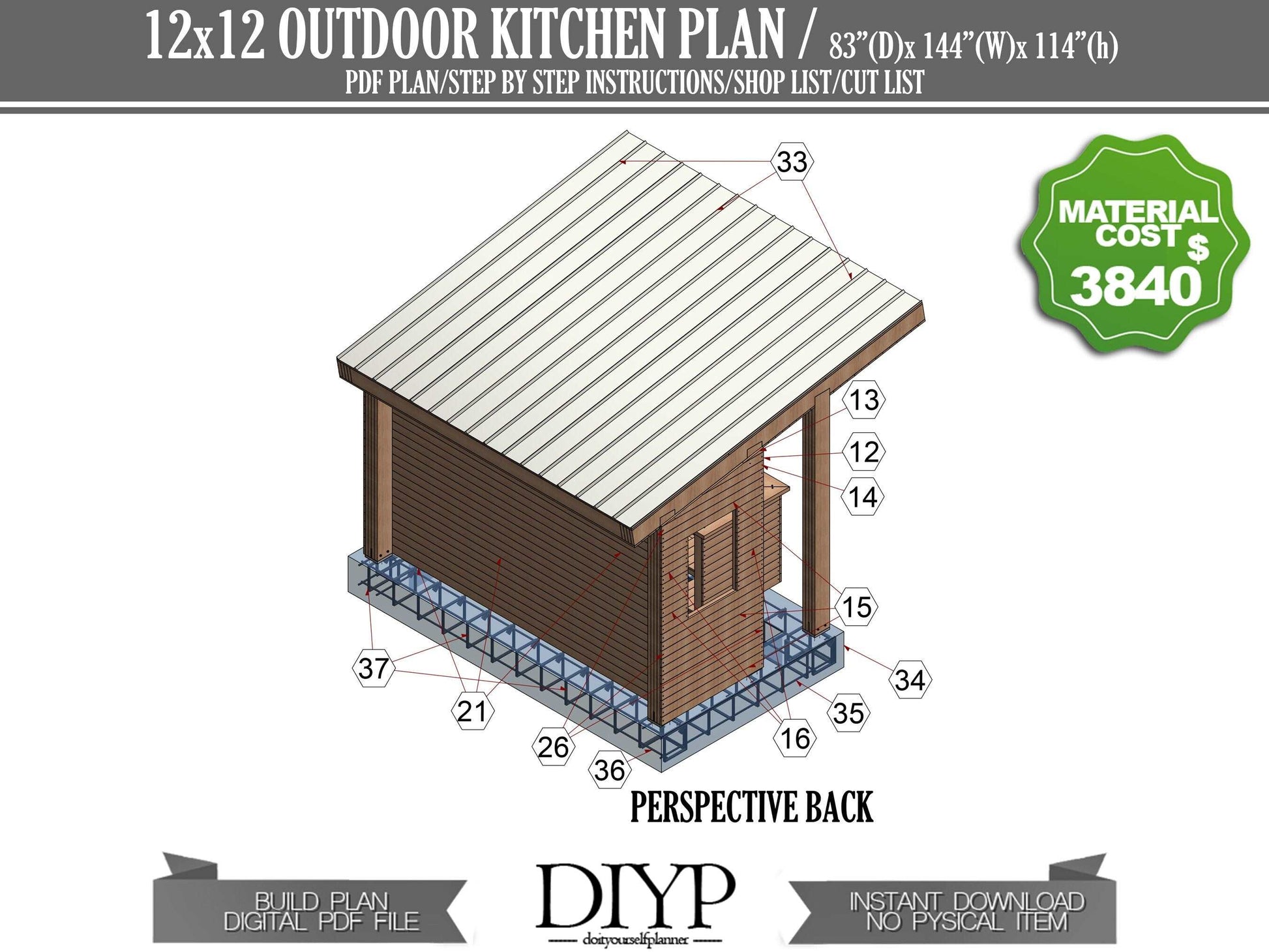 12x12 Outdoor Patio Plans , Outdoor Bar Plans , Yard Bar , Patio Bar , 12x12 Kitchen plan