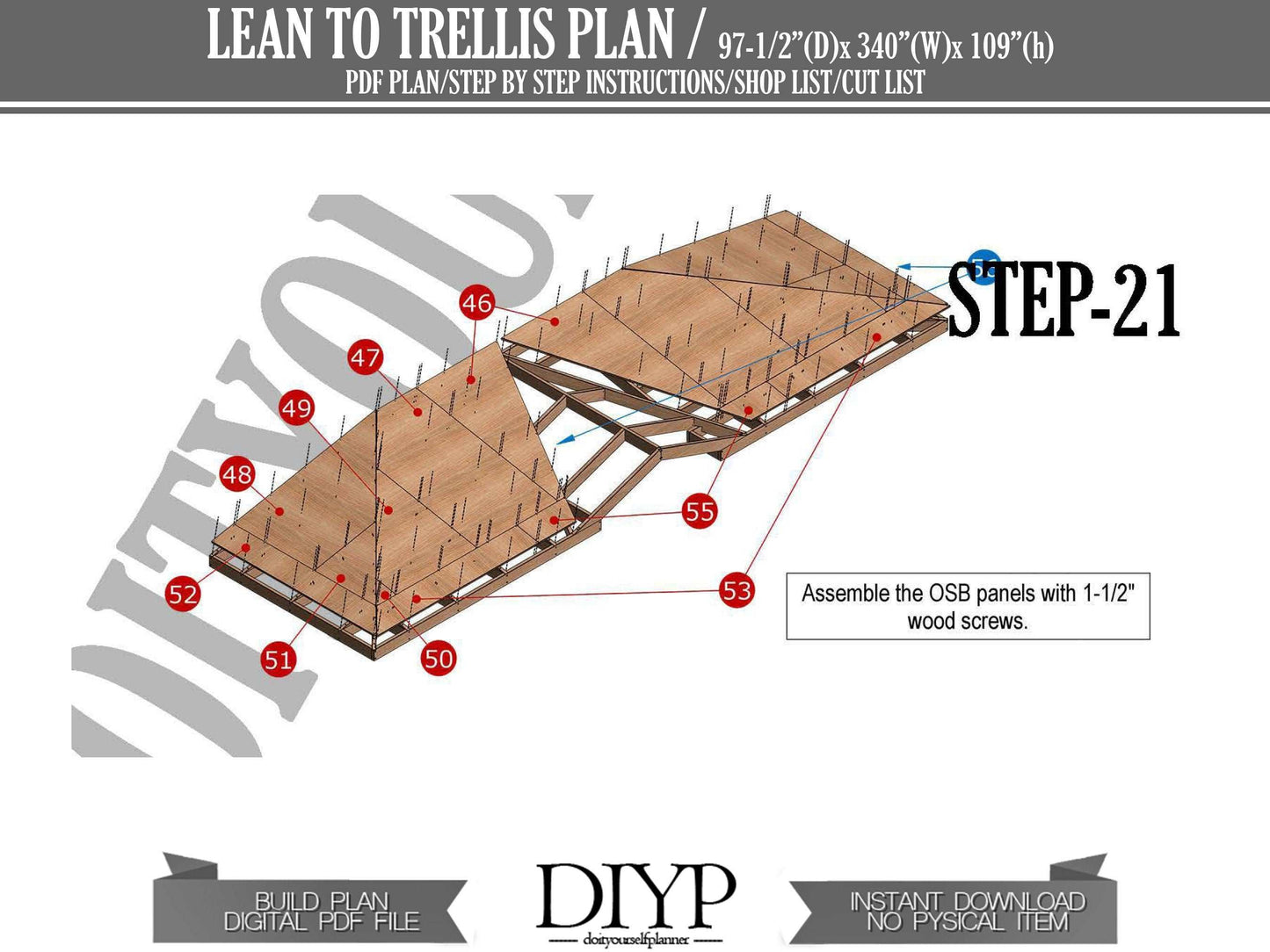 Lean to Pavilion Plans - DIY Attached Lean to Trellis - Download Printable PDF Pergola plan