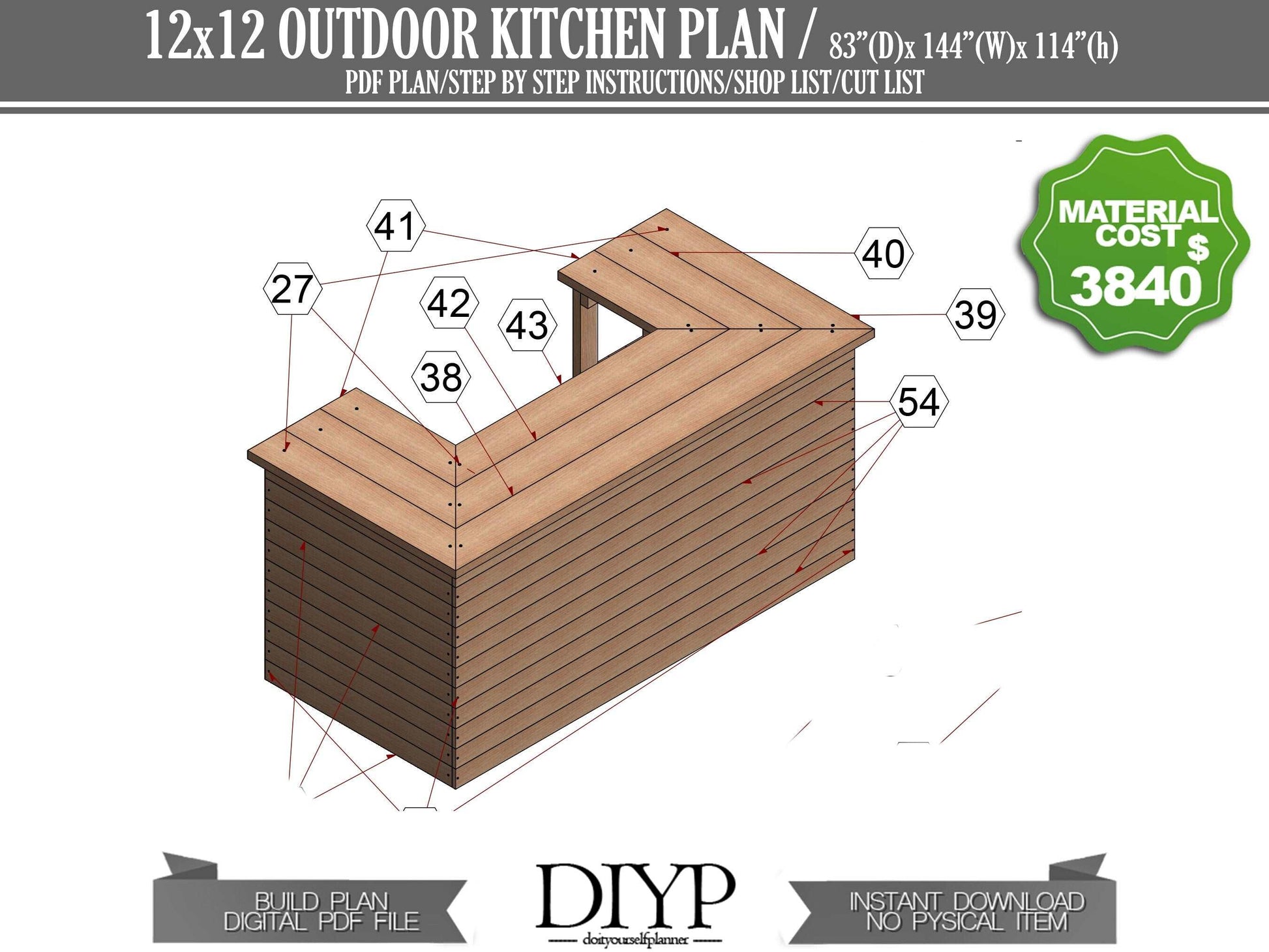 12x12 Outdoor Patio Plans , Outdoor Bar Plans , Yard Bar , Patio Bar , 12x12 Kitchen plan