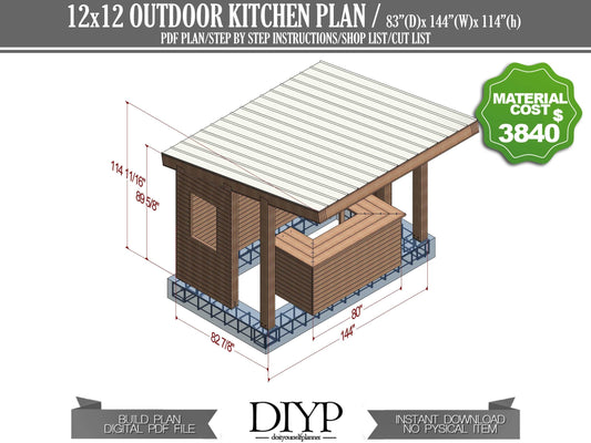 12x12 Outdoor Patio Plans , Outdoor Bar Plans , Yard Bar , Patio Bar , 12x12 Kitchen plan