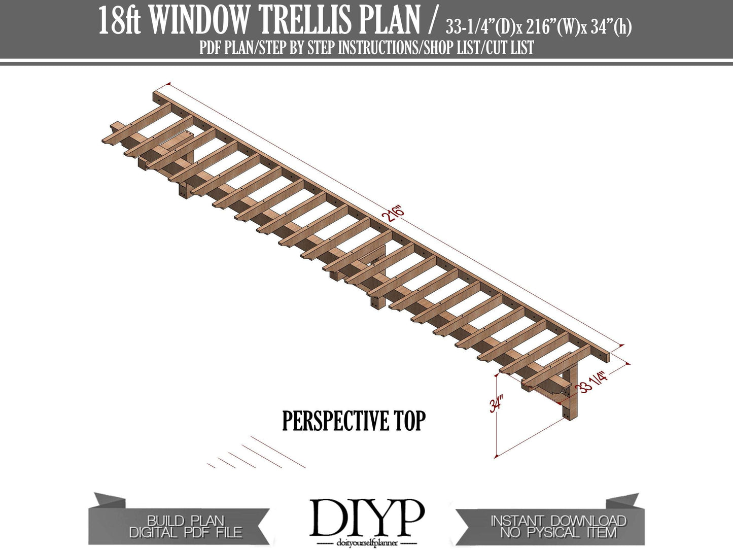 18 ft Garage Trellis - two Door garage arbor -DIY trellis plans - Window trellis - cottage door pergola plans