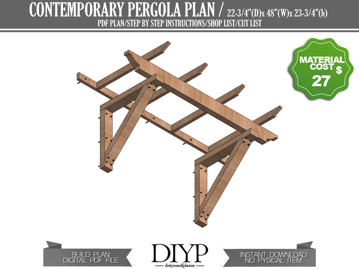 4 ft window Trellis Plan - DIY arbor plans - Door garage arbor - cottage door pergola plans - DIY trellis