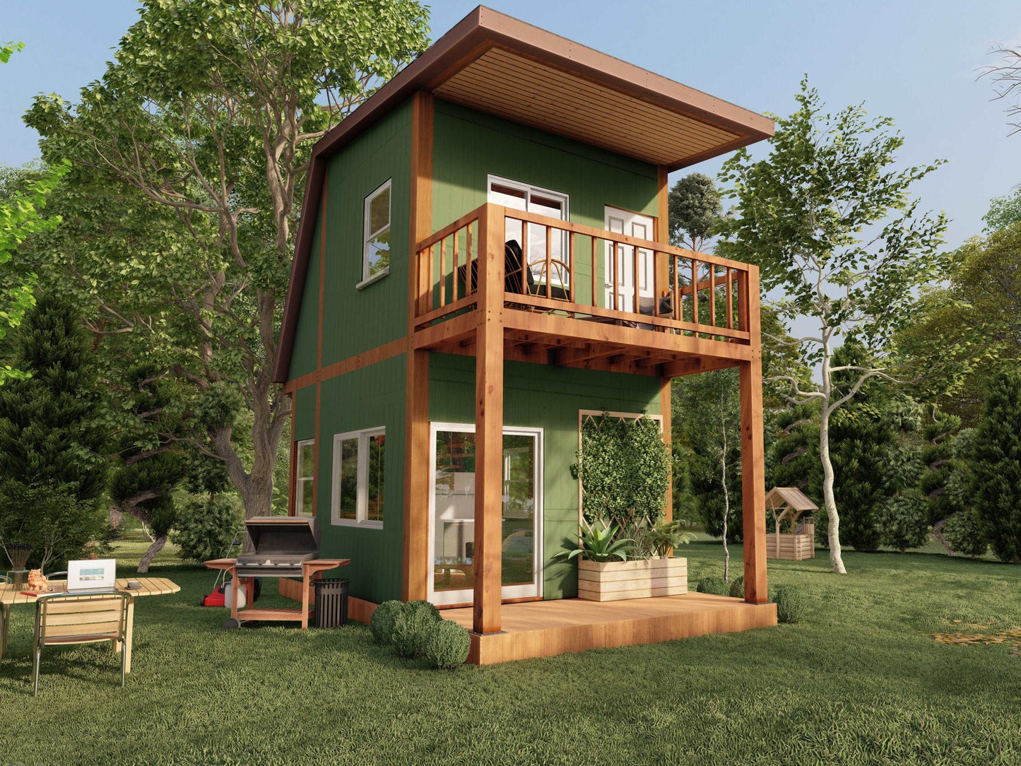 2 bedroom tiny house 530sqft | House Design | Basic Floor Plan, with Elevation Sections | Digital Download PDF