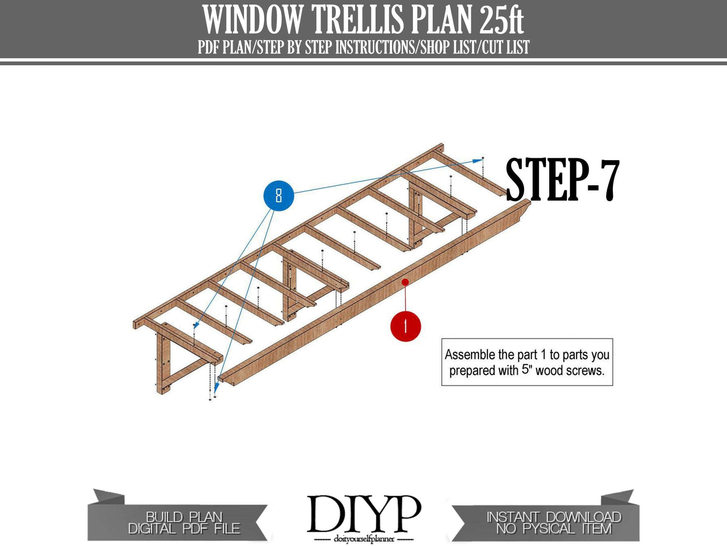 25ft Trellis plans - Windows trellis Plans - Wood windows door pergola - attached pergola plans