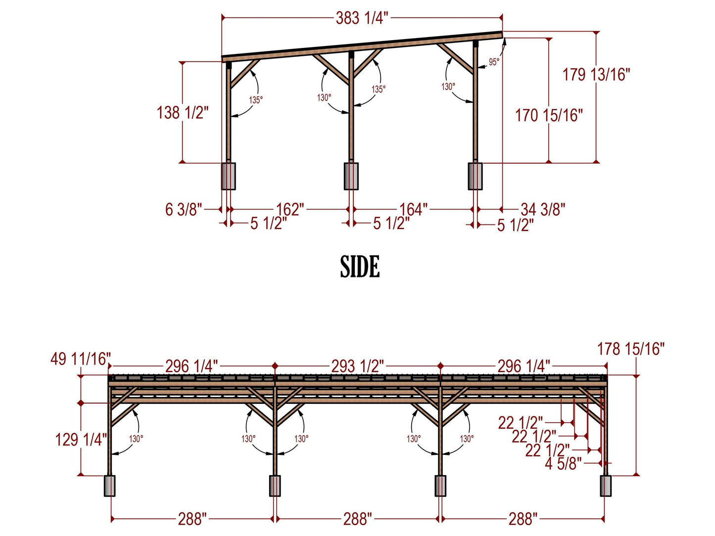 32x72 Carport Blueprint Plans - DIY Wooden carport - Downloadable Printable PDF